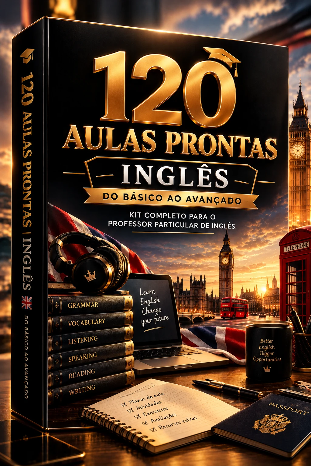 120 aulas prontas de inglês, do básico ao avançado